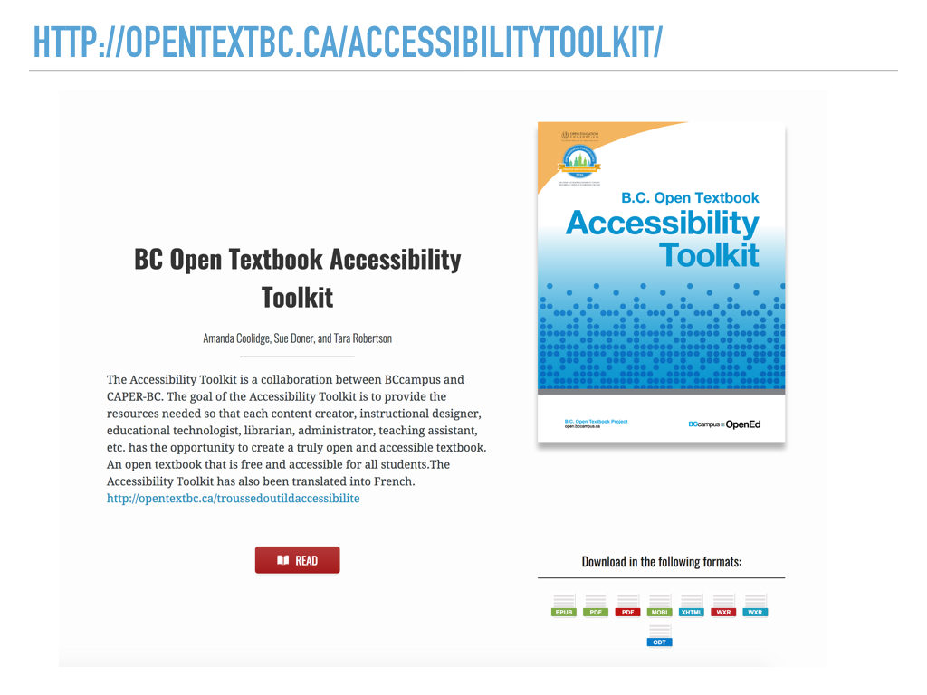 Screenshot of http://opentextbc.ca/accessibilitytoolkit/