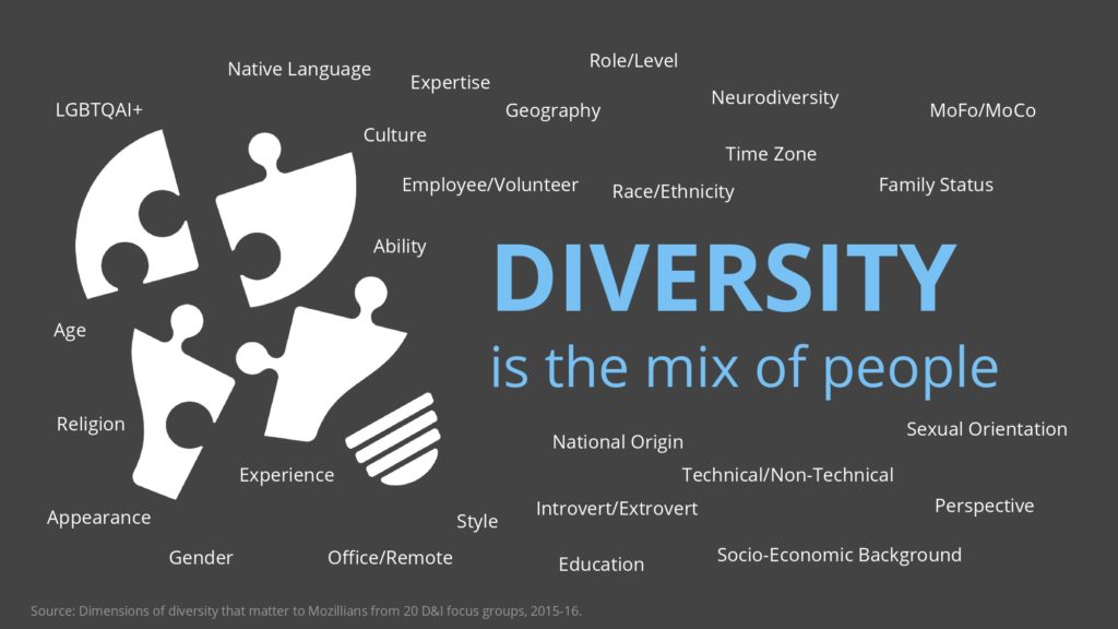 Diversity is the mix of people