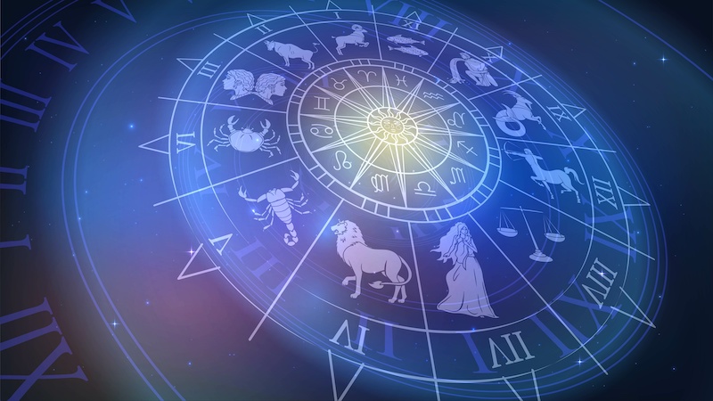 horoscopes chart in cosmic blue and purple